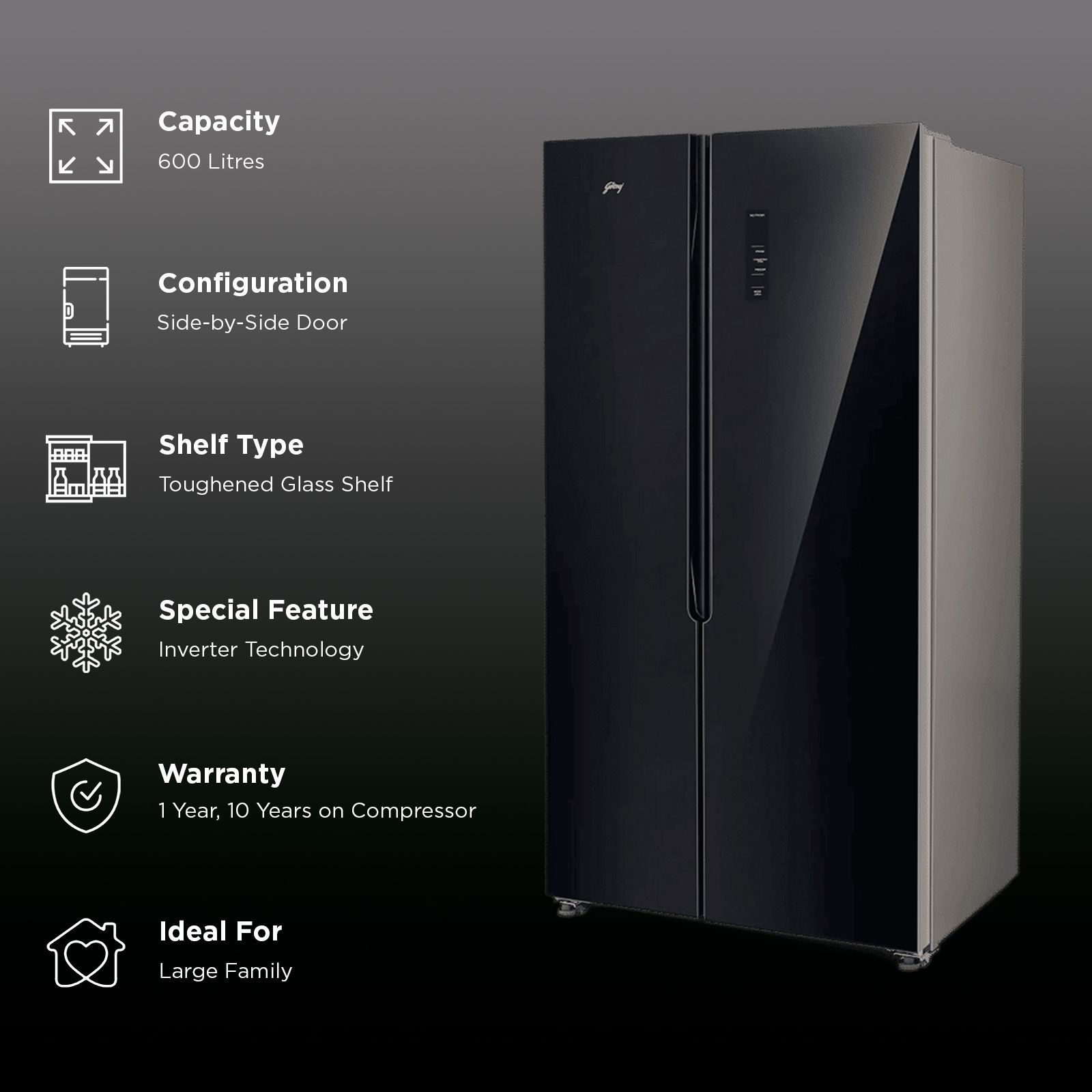 Buy Godrej 600 Litres 3 Star Frost Free Side by Side Refrigerator